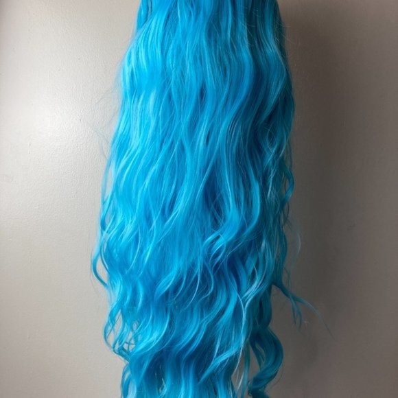 Long Ombre Blue Wig Lace front Wig - Picture 2 of 10
